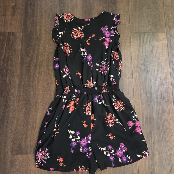 Express Black Mini Romper with Red and Purple Floral - Picture 3 of 5